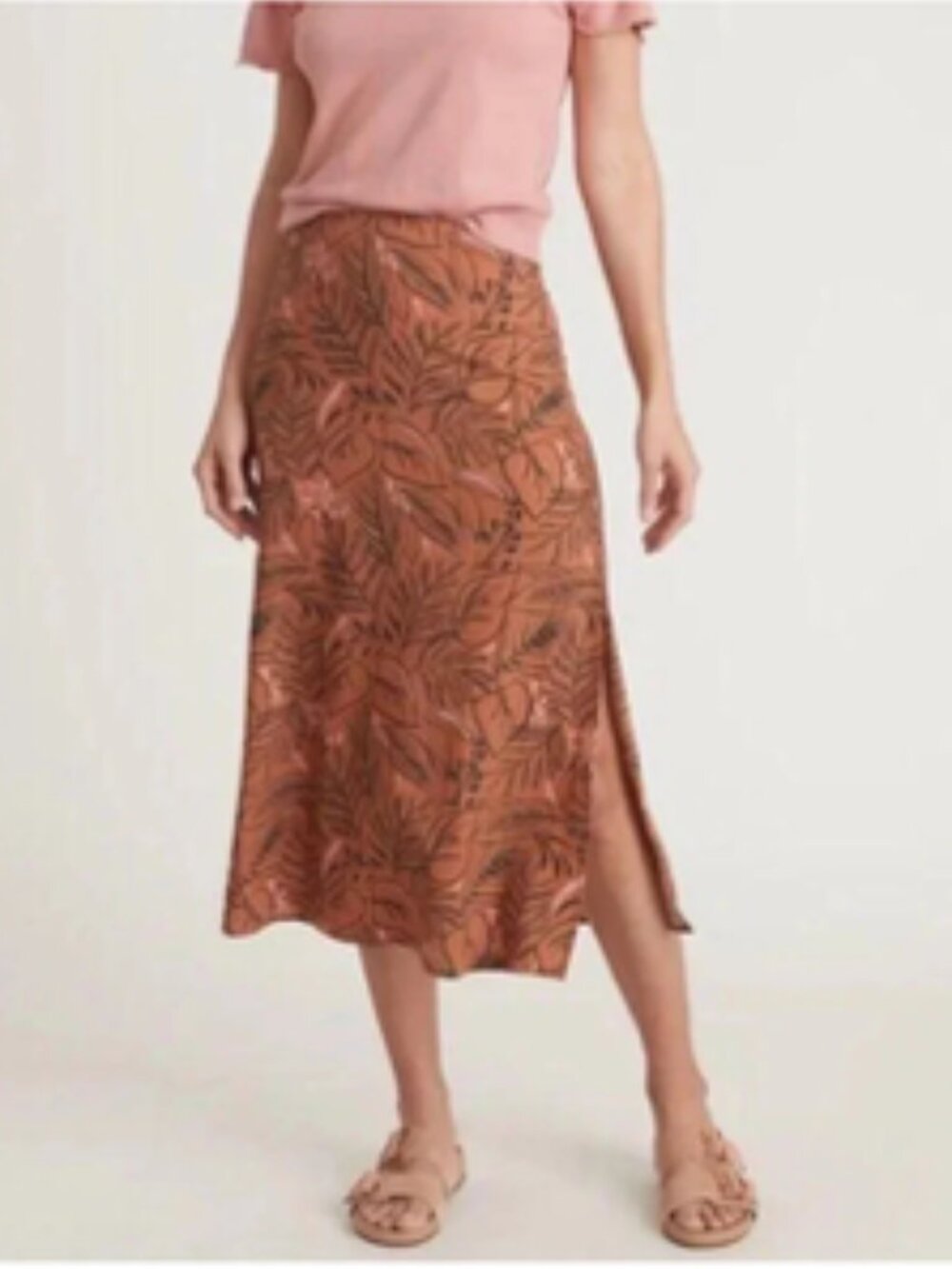 Marine Layer Ryan Midi Slip Skirt in Sierra Foliage